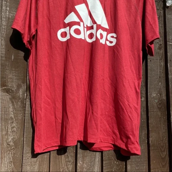 NEW! ADIDAS Climalite Size L Men’s Red Short Sleeve T-Shirt Activewear Sports - Picture 5 of 10